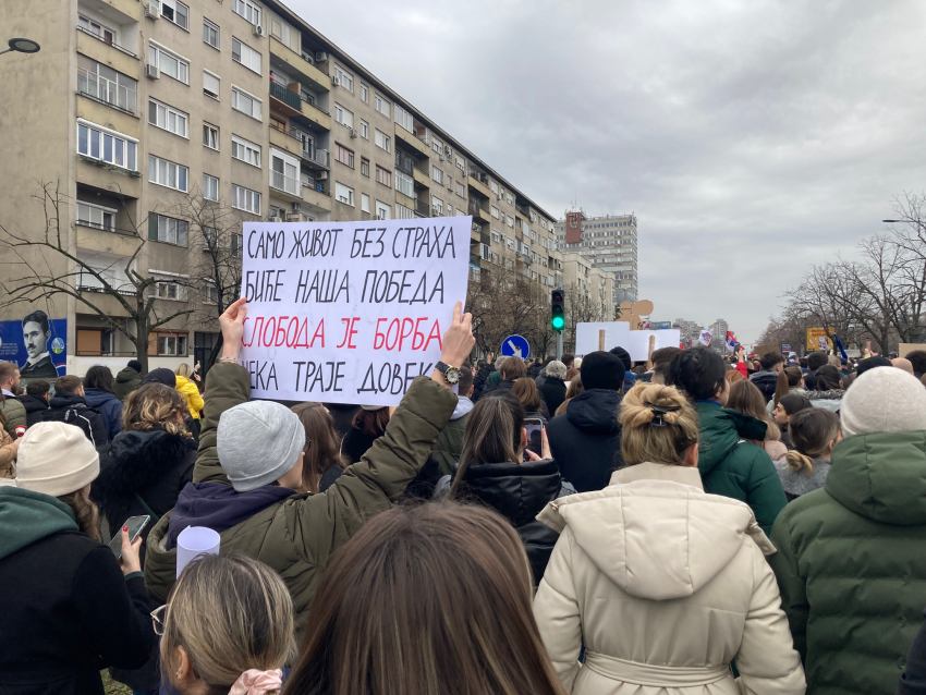 doček beogradskih studenata protestni marš varadinski most