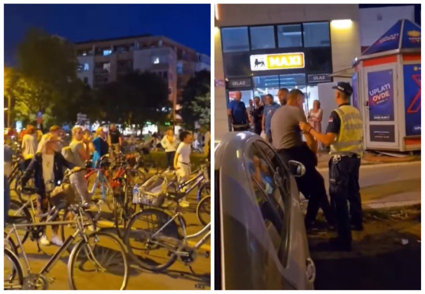 Vozač pokušao da probije bici blokadu kod Futoške pijace, posle nekog vremena priveden (VIDEO)