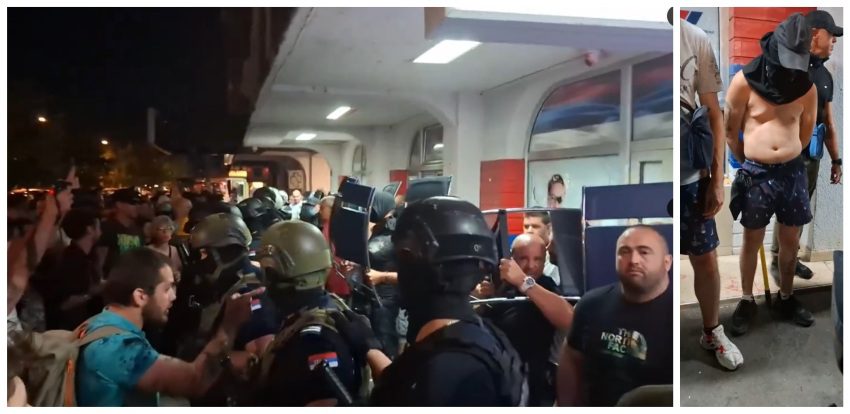 Protest ispred SNS u Novom Sadu: Ćaciji izašli sa stolicama i šipkama, letela jaja, bilo i privođenja (VIDEO)